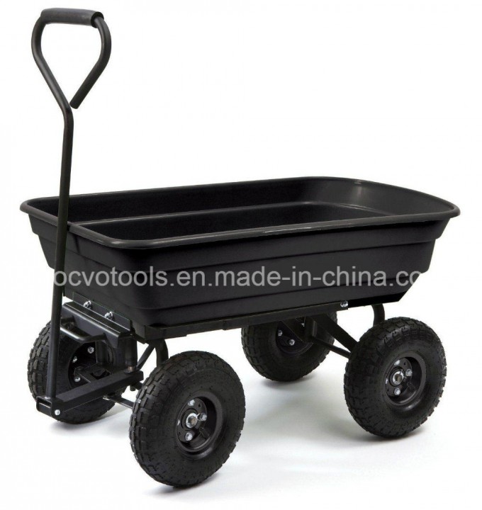 Steel Frame Pneumatic Tires 650 Lb Capacity Black Poly Garden Dump Cart Image1
