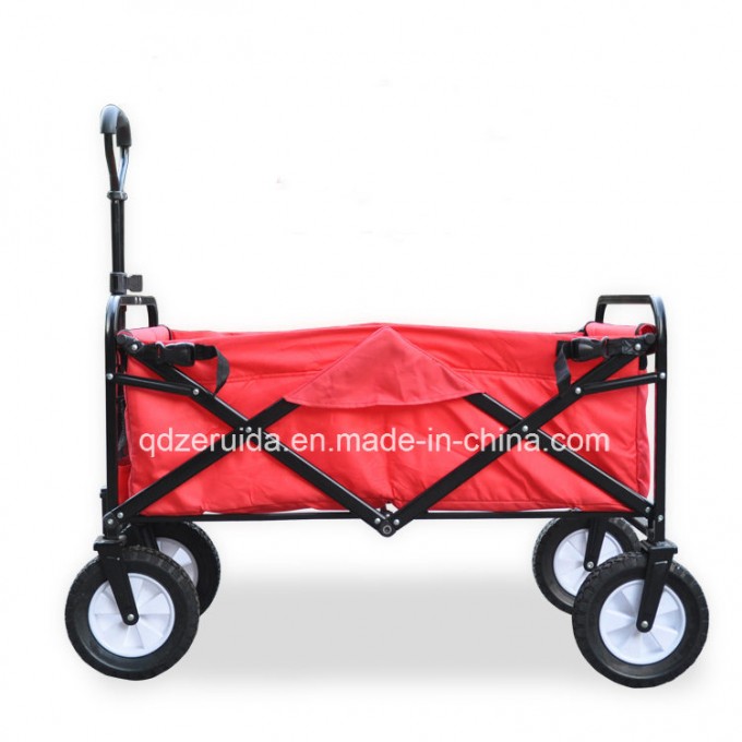 Outdoor Utility Wagon Folding Collapsible Garden Beach Shopping Cart - Red Image1