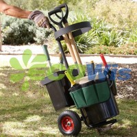 Portable Garden Trolley with Tool Organizer and Buckets (HT5462)
