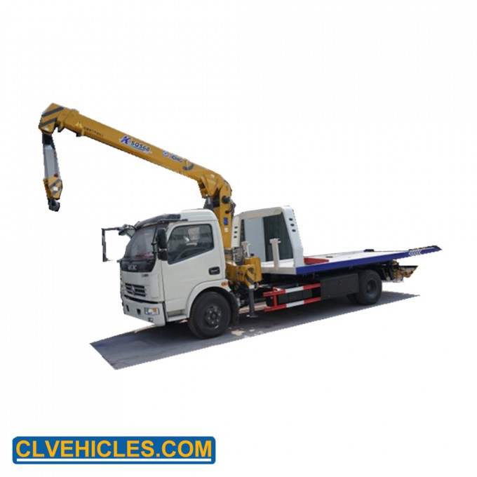 Dongfeng 5tons Road Wrecker Truck Towing Vehicle Mounted Boom Crane for Sale Image1