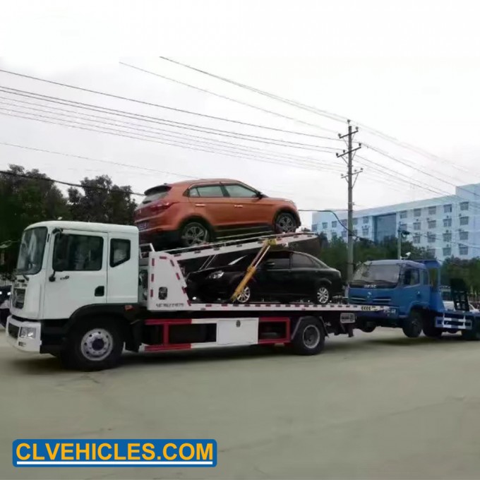Dongfeng 4*2 190HP Road Emergency Double Flatbed Wrecker Truck Image1