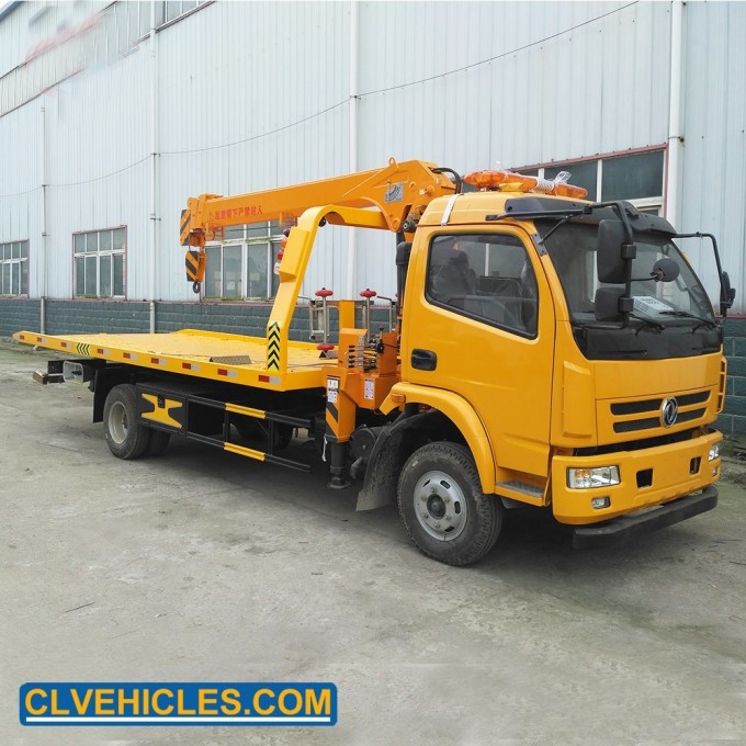 Dongfeng 4X2 Light Duty Roll Back Flatbed Crane Tow Truck Image1