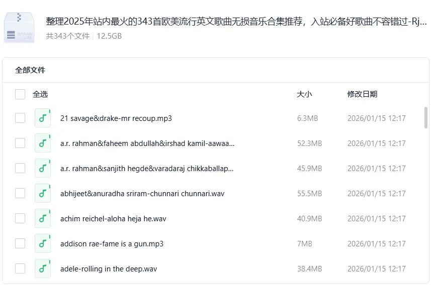 2025年最火的343首欧美流行英文歌曲无损音乐合集